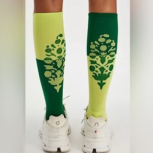 Free People Movement Compression Colorblock Tall Socks Green and Lime One Size